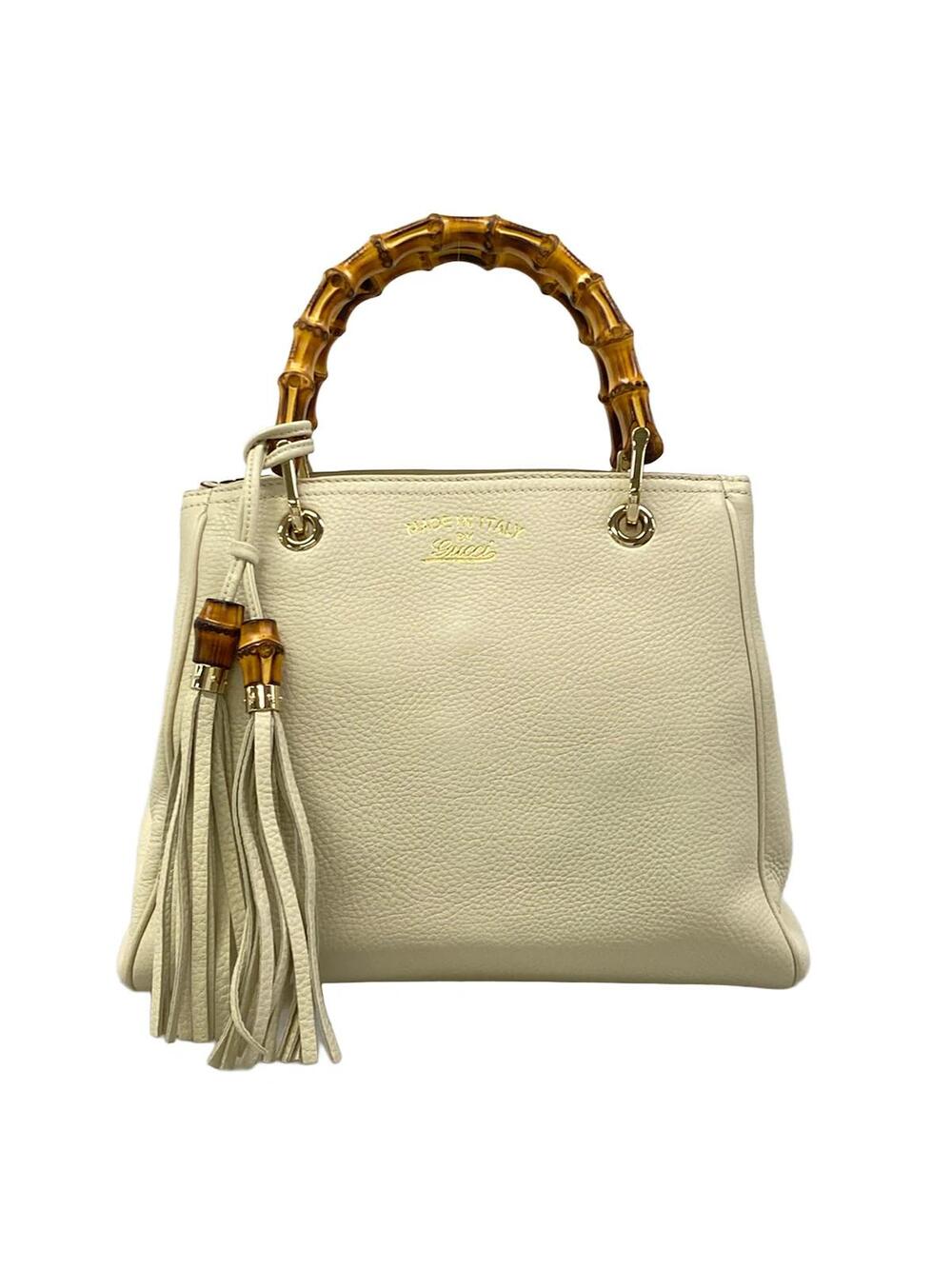 Gucci Bamboo Shopper White Leather Tote #351603G10B